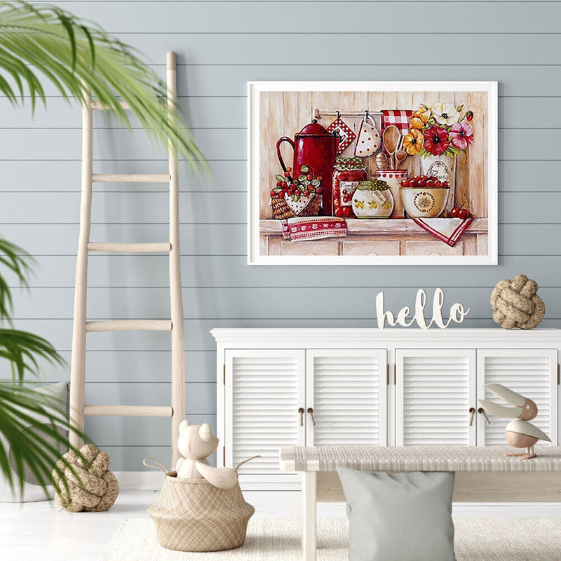 5D DIY Diamond Painting Kits Full Square Drill Kitchenware Mosaic Wall Drawin