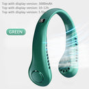 Bladeless Hanging Neck Fan Portable Mini Leafless Fans (Green with Display)