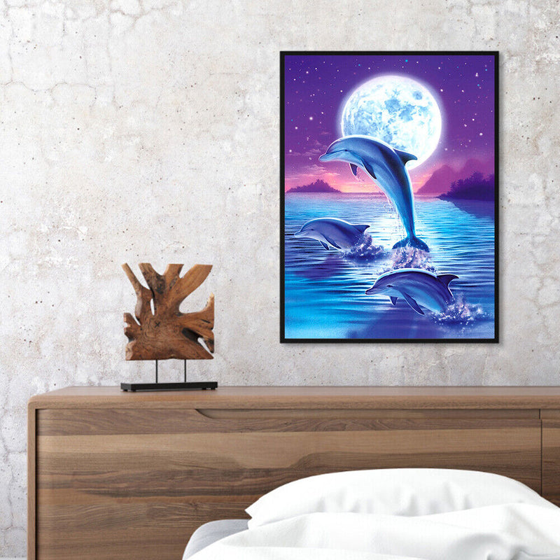 Acrylic Oil Painting By Numbers Dolphin Handmade Digital Picture Art Home Decor
