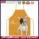 Kitchen Linen Yellow Apron Dog Painted Dinner Party Cooking Supply Pinafore