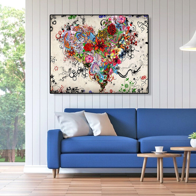 Painting By Numbers DIY Love Heart Hand Painted Canvas Oil Art Picture Craft Kit
