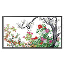 Partial Cross Stitch Flower Compete 14CT Printed Needlework Handmade Wall Art