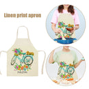 Kitchen Linen Apron Bike Print Home Restaurant Cooking Baking Bib Oil-proof