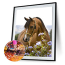 5D DIY Full Drill Diamond Painting Horse Flowers Cross Stitch Embroidery Rhinest
