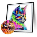 5D DIY Round Drill Diamond Painting Colorful Cat Cross Stitch Embroidery