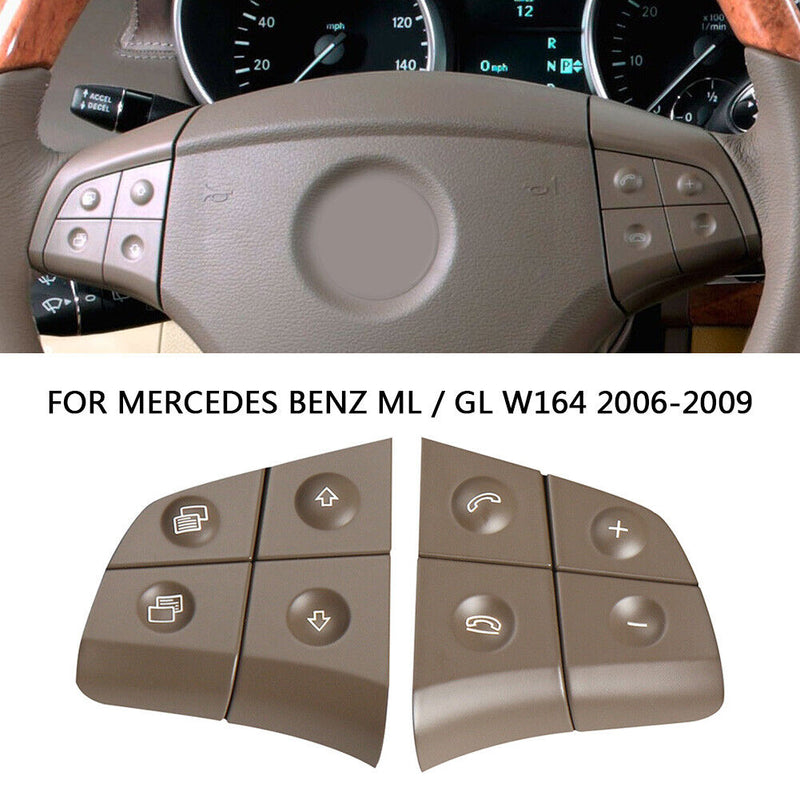 2pcs 8 Keys Car Steering Wheel Switch Button for Benz B-Class (Dark Yellow)