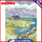 DIY Cotton Thread Highland Cottage Partial Cross Stitch Stamped Embroidery Craft