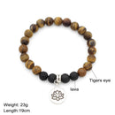 Fashion Women Tiger Eye Stone Flower Pendant Strand Bracelet Jewelry Gift
