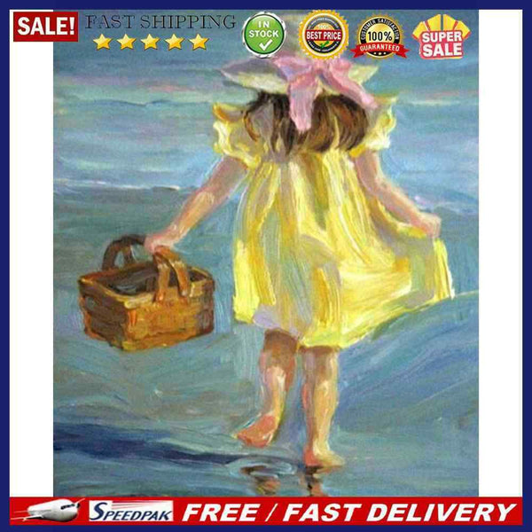 DIY Paint By Numbers Kit Girl Sea Acrylic Paint Office Wall-Mounted Art Hangi