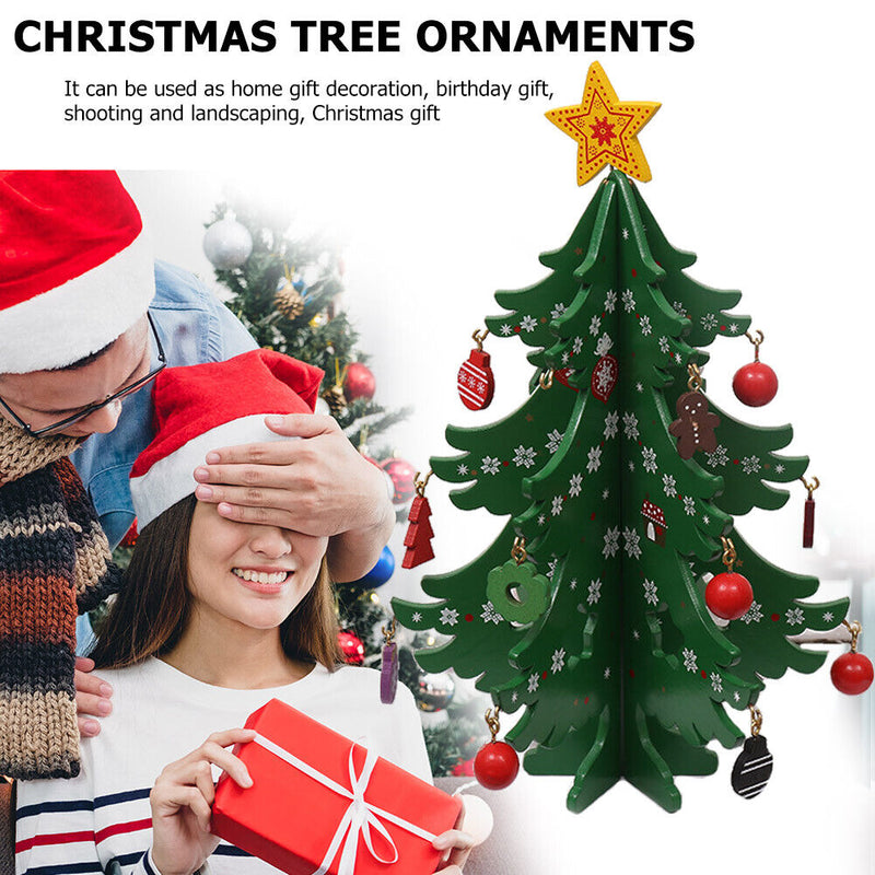 Mini Christmas Tree Decoration Wood Landscaping Craft Home Desktop Ornament