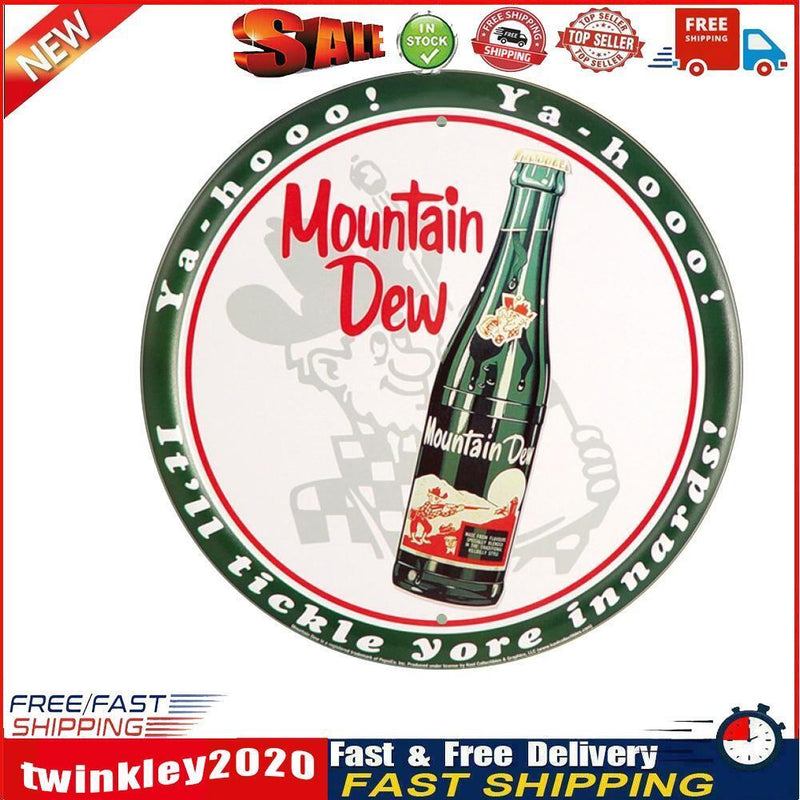 Round Metal Tin Sign Plaque Wall Wine Posters Iron Painting for Bar (B) Newly