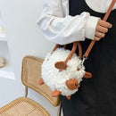 Women Soft Warm Plush Sheep Handbags Winter Soft Warm Designer Zipper Handbags