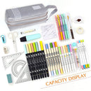 Large Capacity Pencil Cases Double Zipper Oxford Cloth Pen Box (Light Grey)