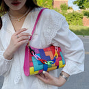 Fashion Geometric Hit Color Clutch Leather Women Casual Shoulder Underarm Bags