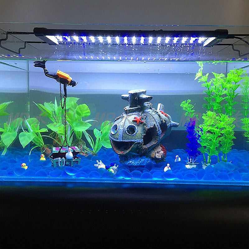 Fish Tank Treasure Chest Diver Live-Action Aerating Aquarium Decor (Black) Newly