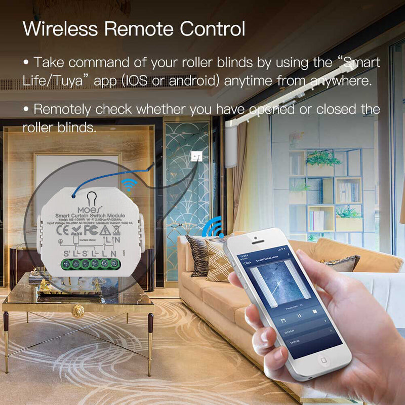 90-250V Smart Voice Control Roller Shutter Blinds Motor WiFi Curtain Switch
