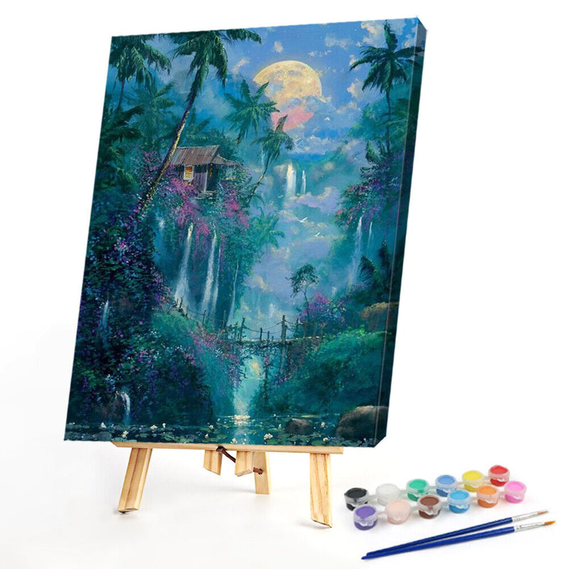 Woods Moon Oil Paint By Numbers Kits Canvas Drawing DIY Coloring Picture