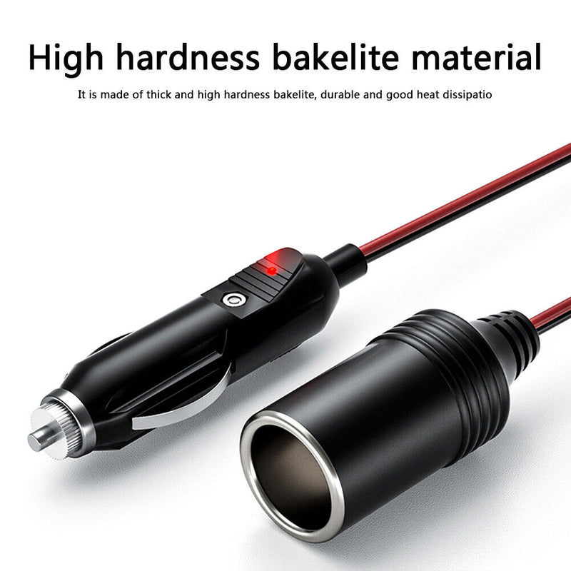12V 24V Cigarette Lighter Extension Cord Male Plug to Female Socket (0.6m)