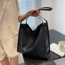 Fashion Women PU Solid Color Shoulder Shopping Bag Large Capacity Tote Handbags