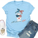 Independence Day America Girl Tea T-Shirt (Blue M)