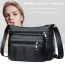 Fashion Solid Color Messenger Handbag Casual Women Multi Pocket PU Crossbody Bag