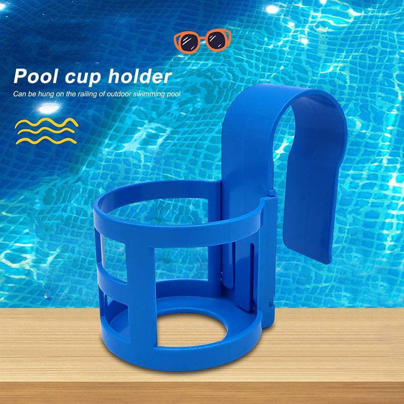 2pc Water Cup Hanging Holder Hook for Above Swimming Pool Side Shelf Blue