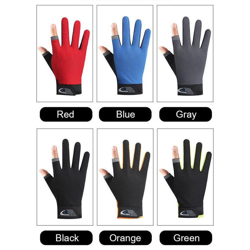 5pcs 2 Cut Finger Fishing Anti-Brief Breathable Cycling Gloves (Blue)