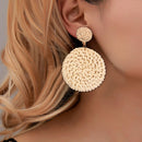 Korean Handmade Straw Woven Boho Geometric Large Women Drop Earrings (03) Newly