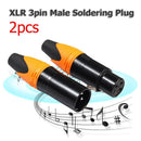 1 Pair XLR 3Pin Male Female DIY Audio Cable Connectors Solder Plug (Orange)
