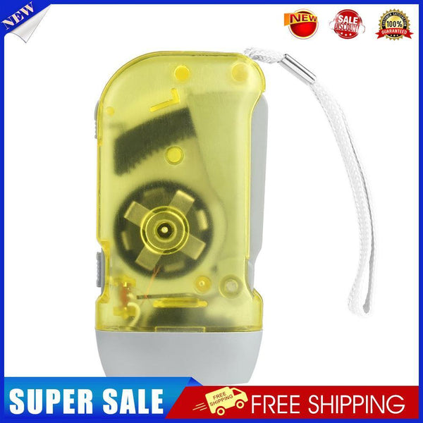LED Hand Pressing Dynamo Flashlight Lamp Portable Hand Crank Torch (Yellow)