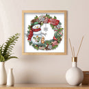 Partial Cross Stitch Cotton 11CT Printed Snowman Wreath Craft Kit (SZX1140)