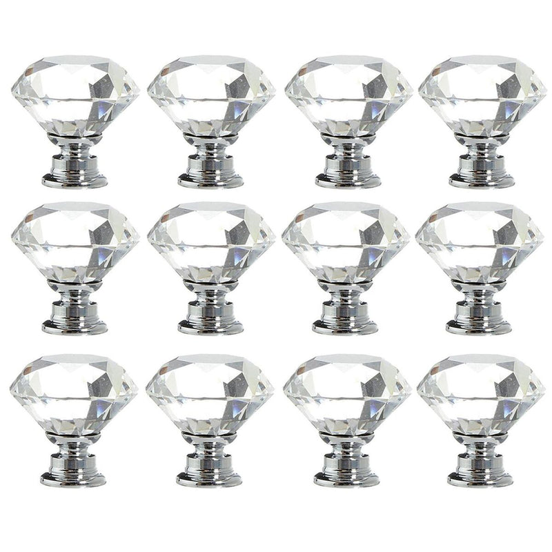 Drawer Crystal Glass Knobs Cupboard Pulls Door Knobs Diamond Shape Pull Handle