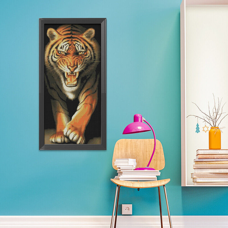 Tiger Cross Stitch 11CT Stamped Animal Pattern Handmade Embroidery Sets Decor