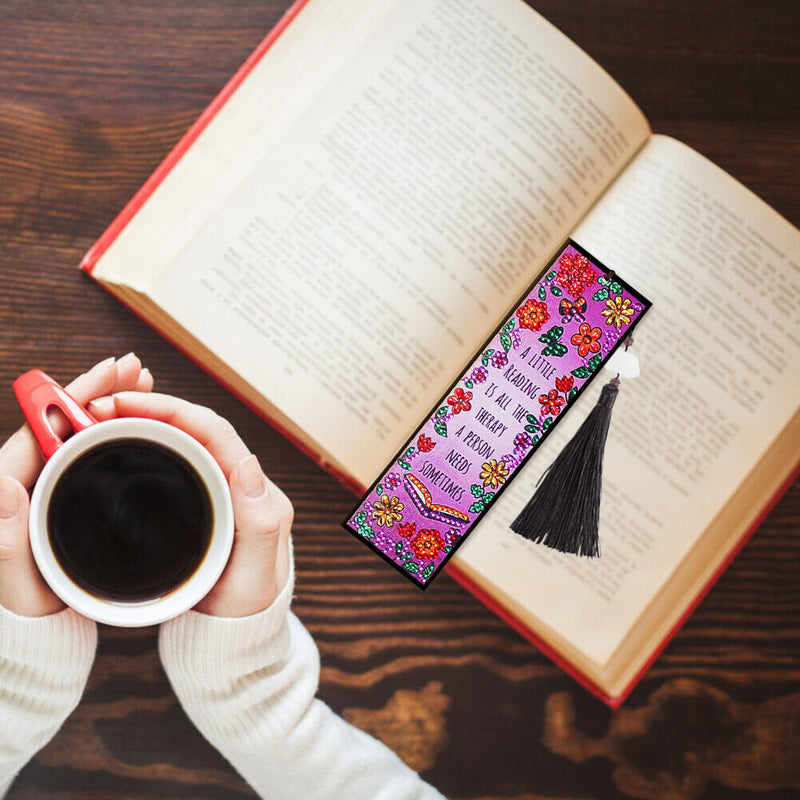 Leather Tassel Flowers Letter DIY Special Shaped Diamond Painting Bookmark Tab