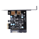 PCI-E to USB 3.0 2 Port PCI Express Expansion Card 19-Pin Power Connector Newly