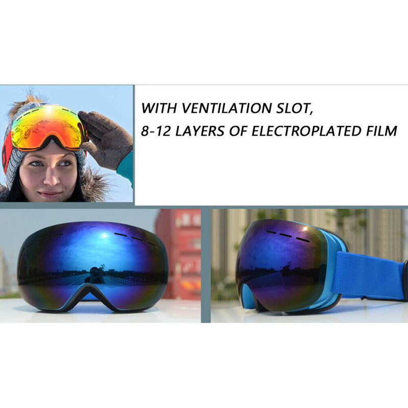 Ski Goggles Anti-Fog Snowboard UV Protection Sports Glasses (Red Lens) Newly