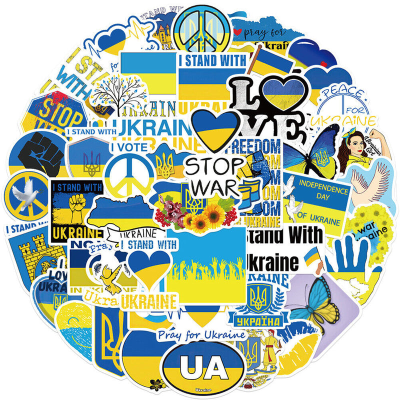 50pcs Ukraine Stop War Hope Peace Decals Graffiti DIY Waterproof Stickers Newly
