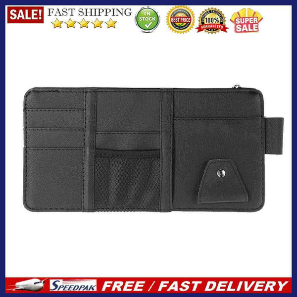 Automobile Car Sun Visor Organizer Storage Bag Hanging Card Holder (Black)
