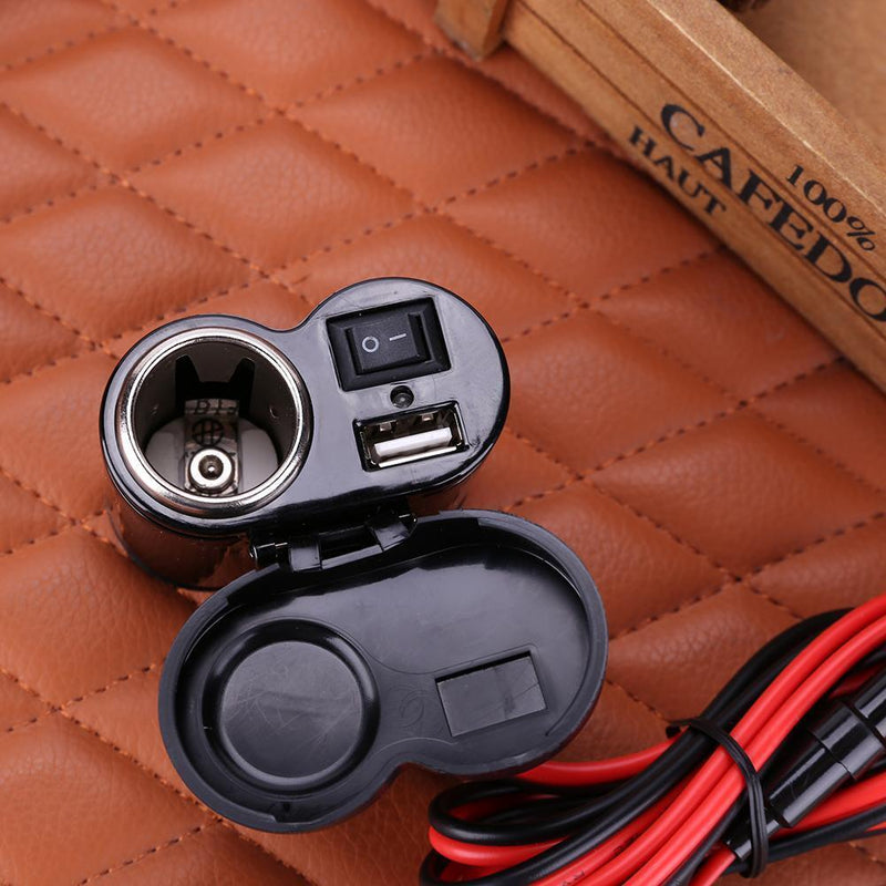 12-24V Motorcycle Scooter Handlebar Clamp Waterproof USB Cigarette Light Newly
