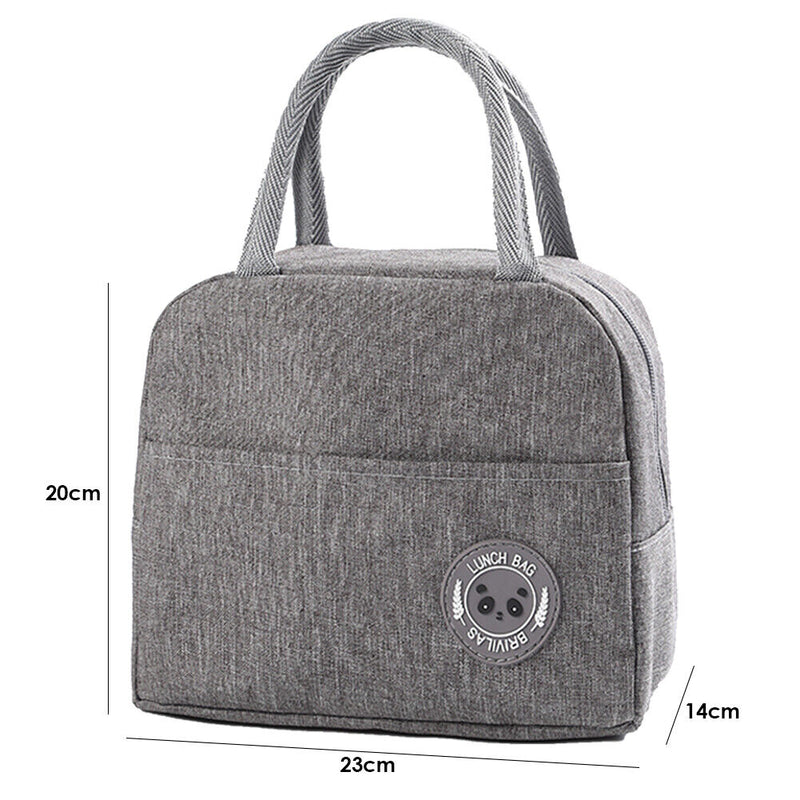 Waterproof Patch Lunch Bag Thermal Insulated Cooler Bento Case Tote (Grey) Newly
