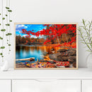 Handmade Canvas DIY Painting By Numbers Maple by Lake Kit Oil Drawing Ornaments