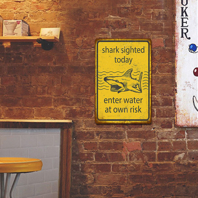 Warning Slogan Plate Metal Tin Plaque for Beach Seaside Waters Notice Sign