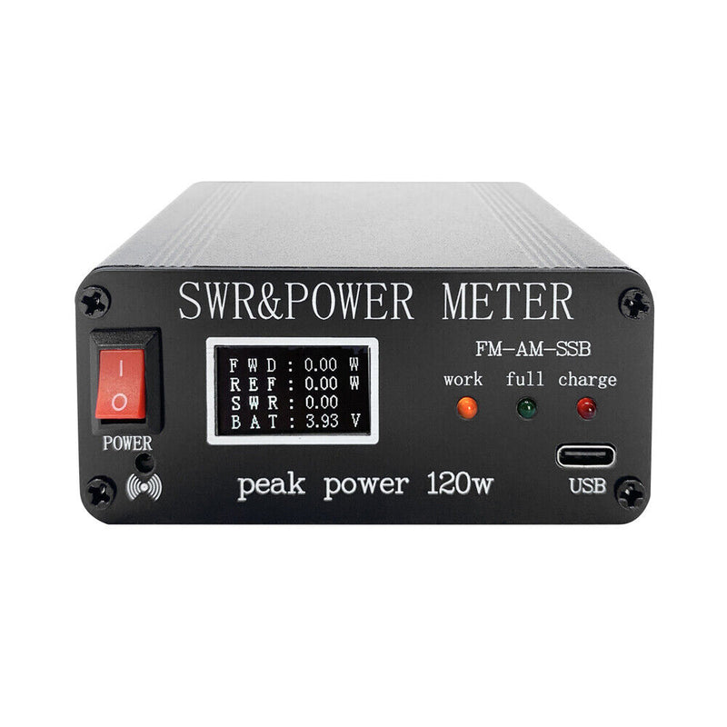 1.8MHz-50MHz Power Meter FM AM SSB 0.5W-120W Type-C Charging with OLED Display