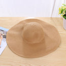 Straw Cap Elegant Large Brim Women Beach Solid Color Visor Hat Foldable Sun C