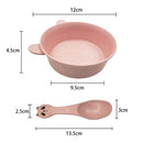 Plastic Anti-Scald Wheat Straw Baby Feeding Bowl Panda Design Bowl Spoon Set