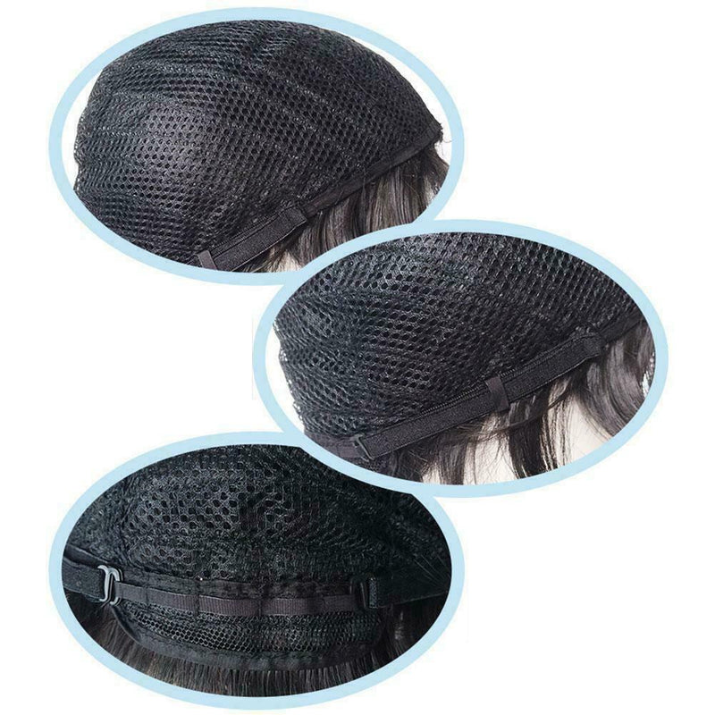 Women Ladies Fashion Curly Wavy Medium Length 23" Long Hair Black Synthetic G6B0