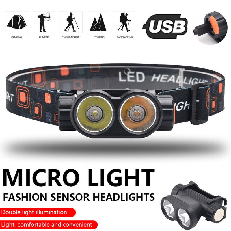 LED Magnetic Dual Bulb Headlamp with Magnets for Fishing Hiking Work Lighting