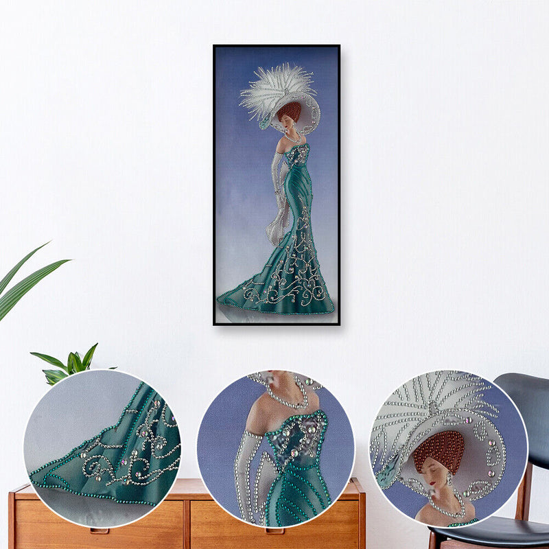 5D DIY Special-shape Diamond Painting Dress Lady Partial Drill Art (Y045) Newly
