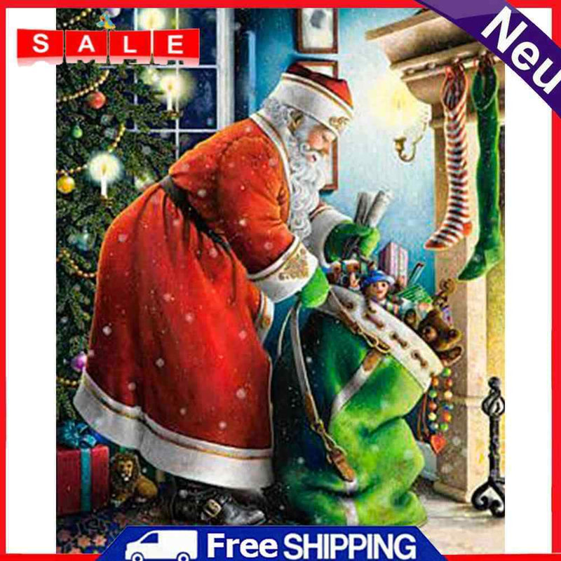 Santa Claus Gift Oil Paint By Numbers Kits Canvas Drawing DIY Christmas Decor