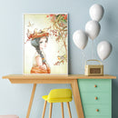 DIY Digital Oil Painting Kit Girl with Birds Abstract Acrylic Paint by Numbers